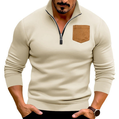 Modern pullover for men with half-zip and contrasting chest pocket Chic und Stil