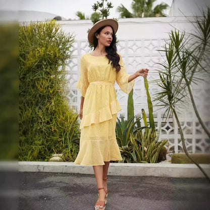 Robe midi à volants pour femmes Chic und Stil