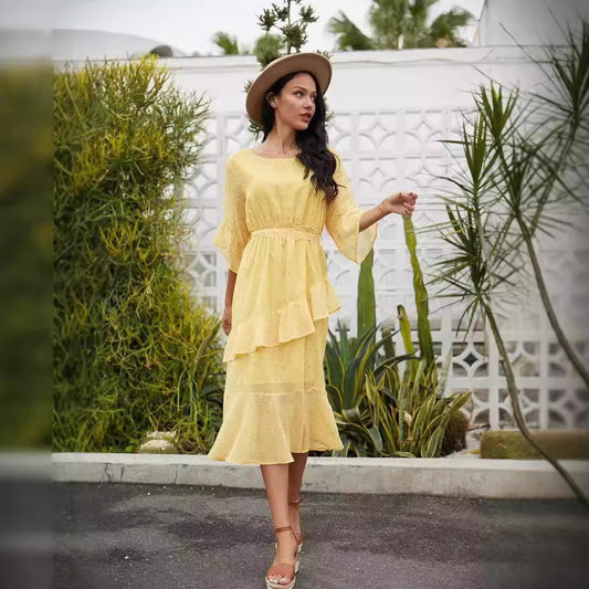 Robe midi à volants pour femmes Chic und Stil