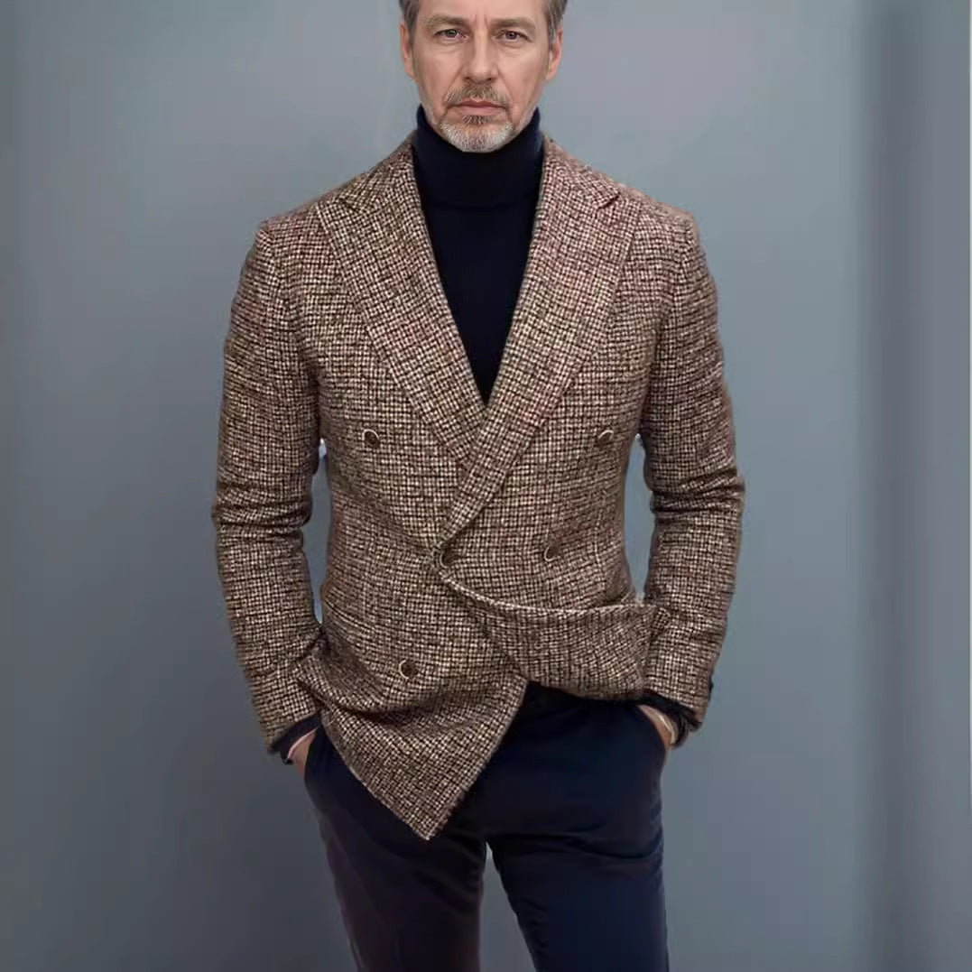 Blazer homme élégant à double boutonnage en tartan moderne Chic und Stil