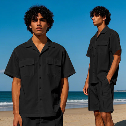 Homme décontracté ensemble chemise à manches courtes et shorts Chic und Stil