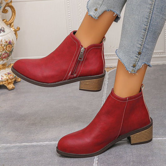 Bottines biker pour femmes avec fermeture éclair latérale et structure à la mode Chic und Stil