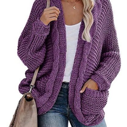 Veste en tricot épais pour femmes avec des contours décontractés et de grandes poches Chic und Stil