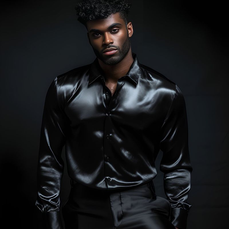 Chemise pour hommes en satin brillant avec col moderne Chic und Stil