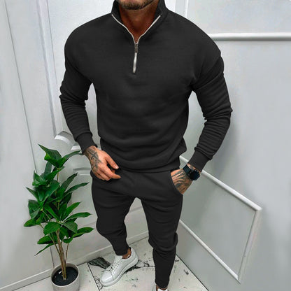 Pull-over en fleece sportif pour hommes avec fermeture éclair courte et coupe à la mode Chic und Stil