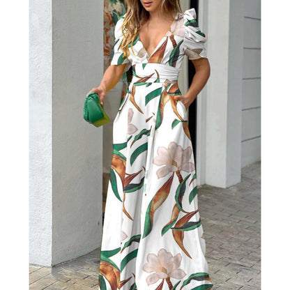 Robe Maxi Imprimée Florale Tropicale Femme Chic und Stil