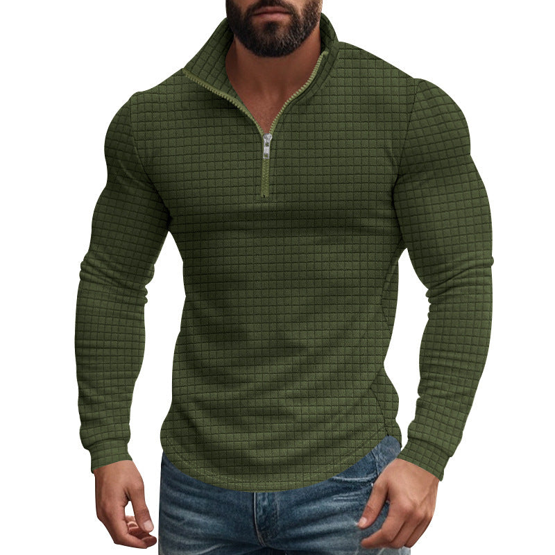 Men's midlayer pullover with high collar and textured design Chic and Style