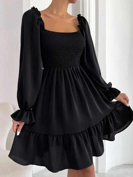 Robe à manches bouffantes pour femmes avec détails en dentelle et haut élastique Chic und Stil