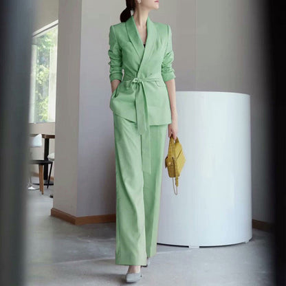 Elegant fitted blazer set for women and wide leg pants Chic and Style