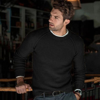 Pull-over rond col ras du cou pour hommes en tricot fin Chic und Stil