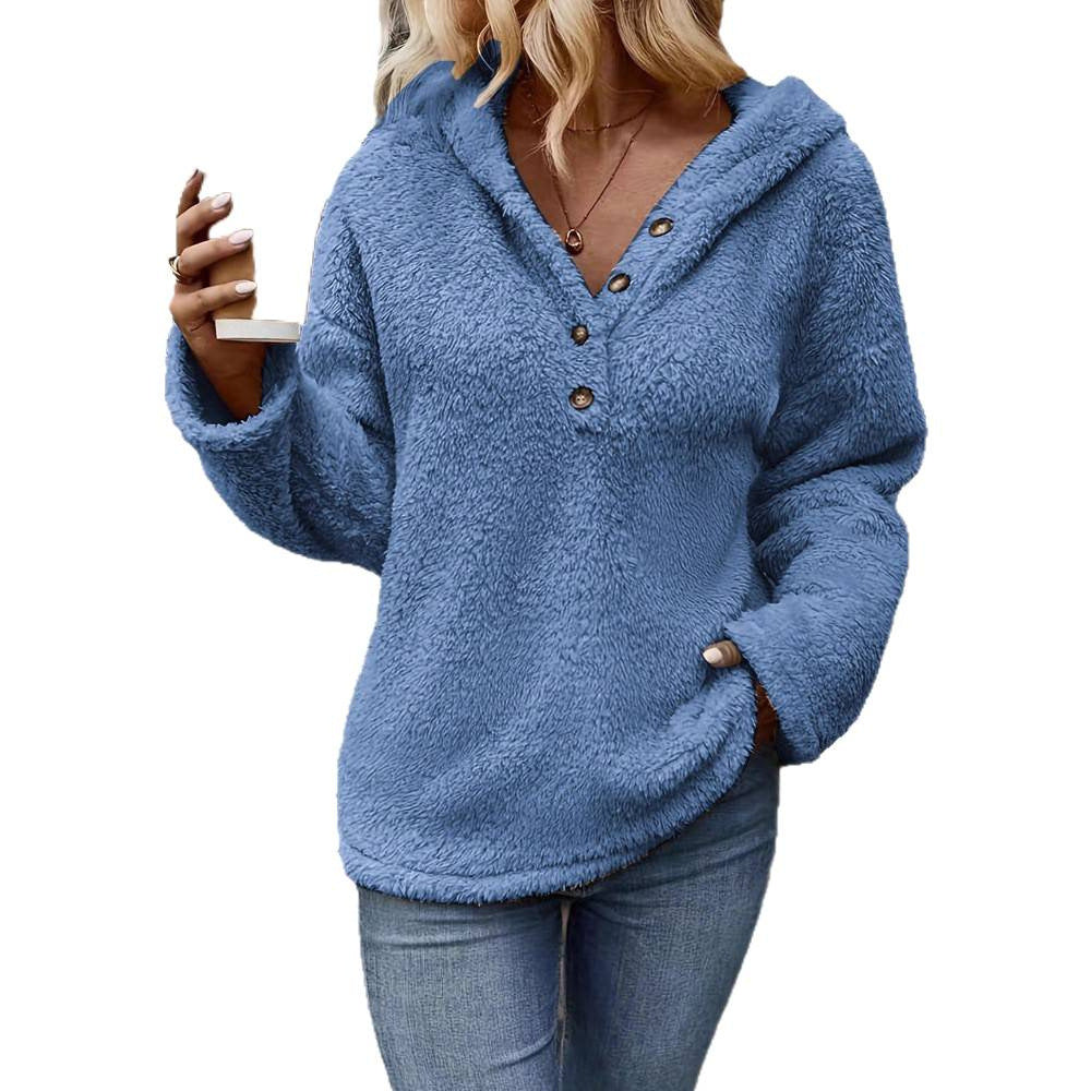 Dames pull en fleece confortable avec patte de boutonnage Chic und Stil