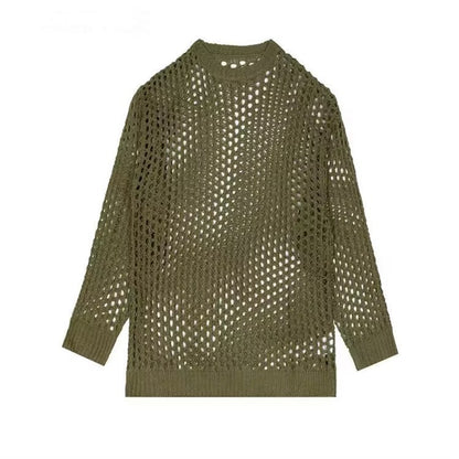 Pull en tricot léger pour femmes avec motif ajouré et coupe ample Chic und Stil