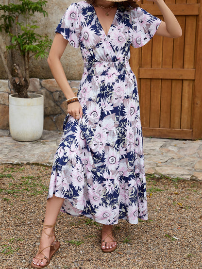 Robes Maxi à Enveloppe Fleur pour Femmes Chic und Stil