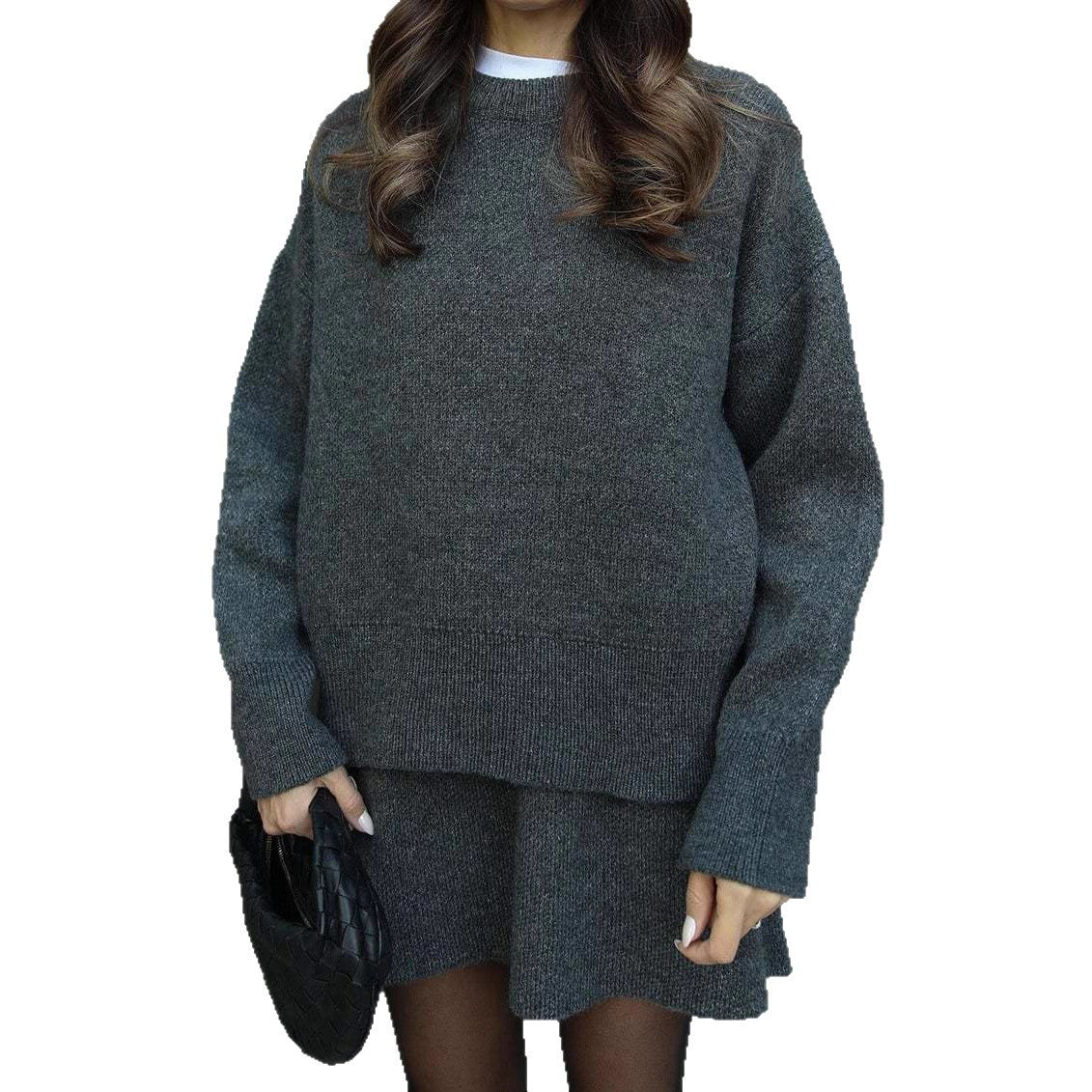 Pull en tricot confortable pour femmes avec épaules tombantes et ourlet à la mode Chic und Stil