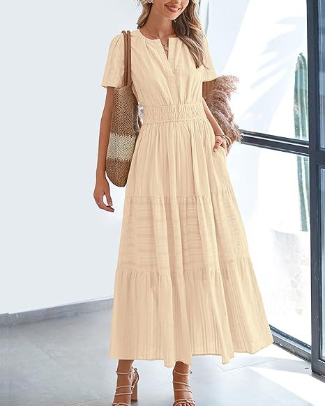 Robe maxi pour dames en tissu léger rayé Chic und Stil