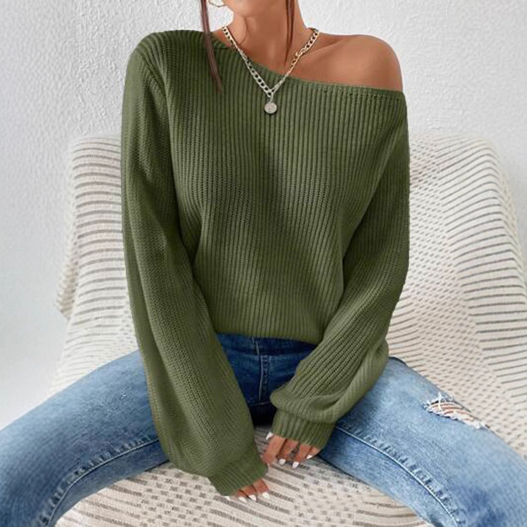 Dames off-shoulder pull en tricot à coupe large Chic und Stil