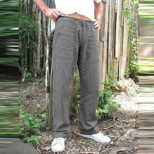 Washed linen pants for men with multiple pockets Chic und Stil