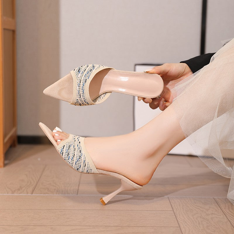 Mules élégantes pour dames avec design tricot tendance Chic und Stil