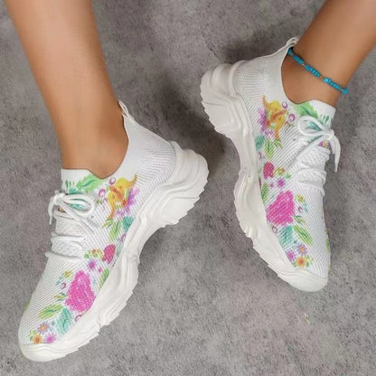 Baskets féminines à la mode avec design floral et semelle rembourrée Chic und Stil