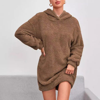 Robe à capuche oversize douillette pour femmes en doux polaire Chic und Stil