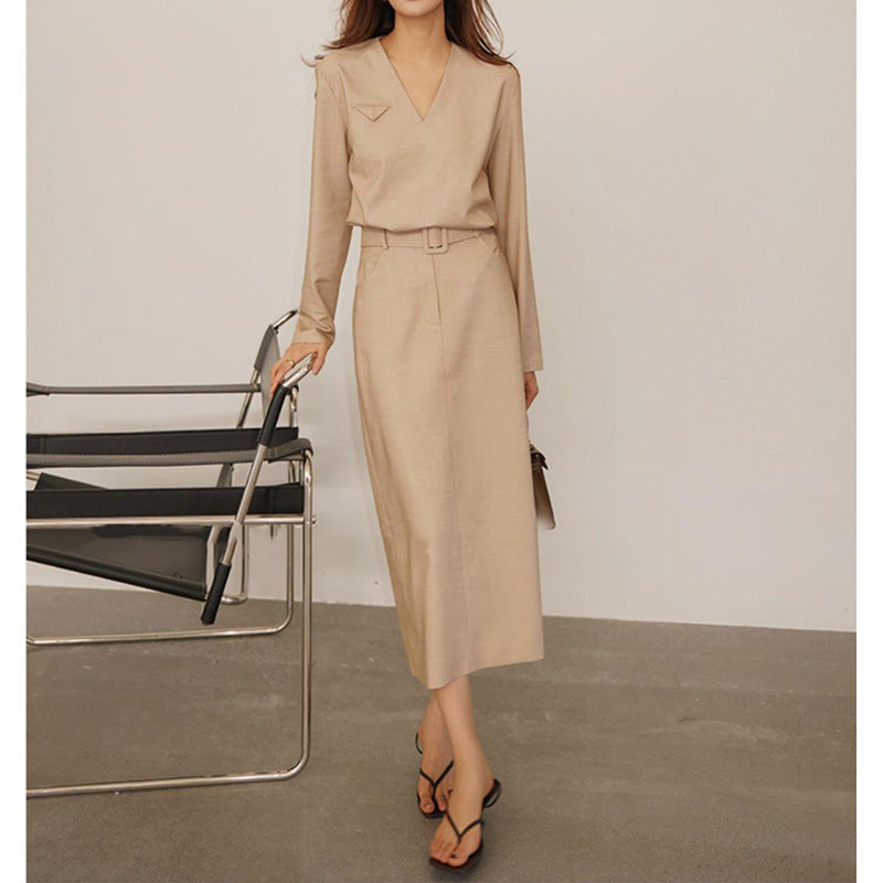 Robe mi-longue élégante à ceinture pour femmes Chic und Stil