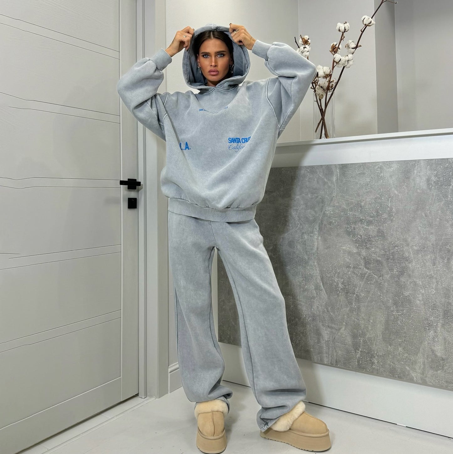 Dames Ensemble de sweat en polaire confortable avec capuche Chic und Stil