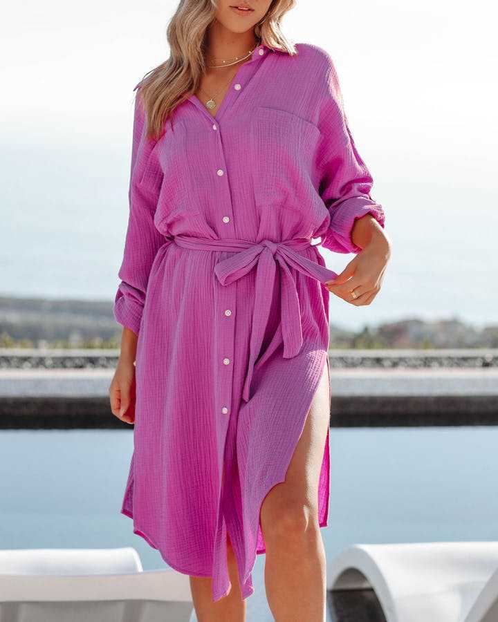 Robe chemise midi à boutons femmes Chic und Stil