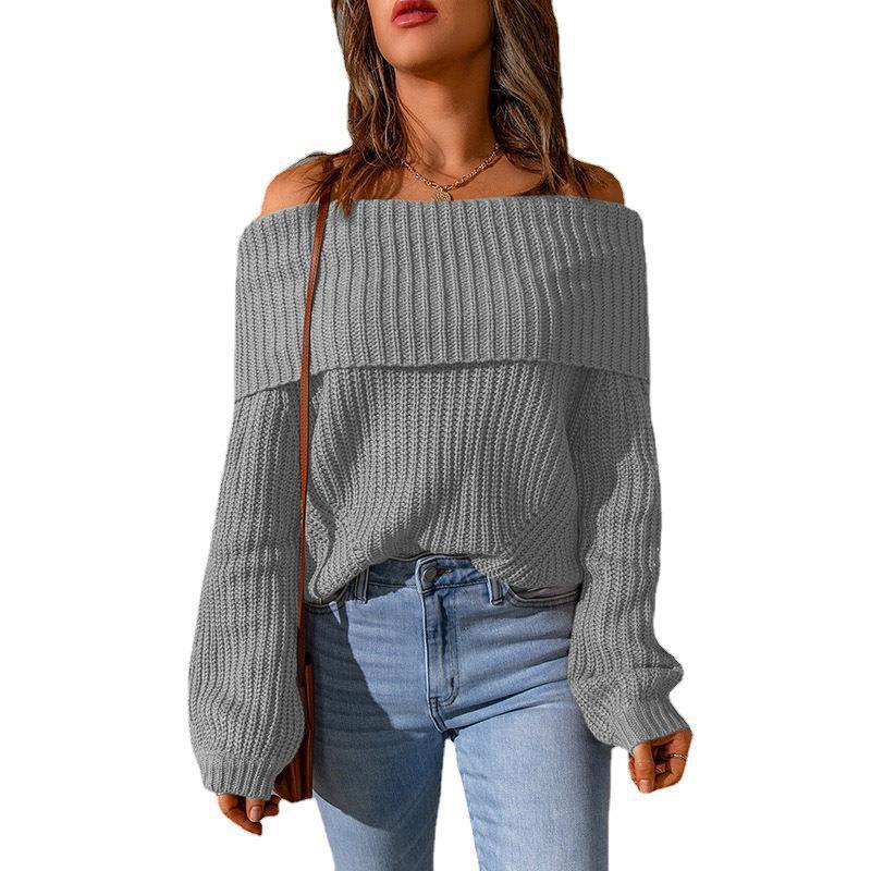 Pull en tricot off-shoulder pour femmes à coupe ample Chic und Stil