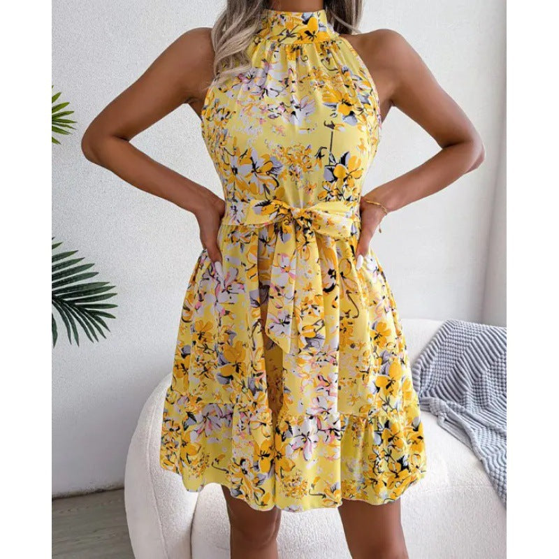 Robe A-ligne à fleurs à bretelles spaghetti Chic und Stil