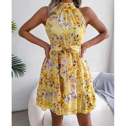 Robe A-ligne à fleurs à bretelles spaghetti Chic und Stil