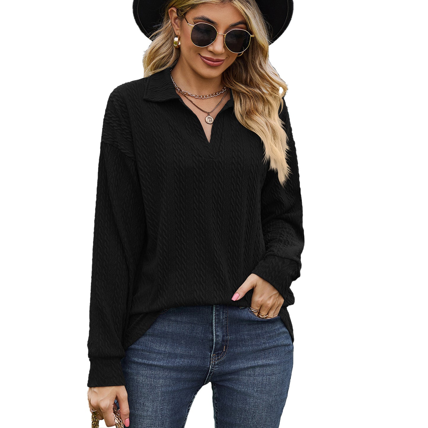 Pull décontracté femme avec motif de câble texturé Chic und Stil
