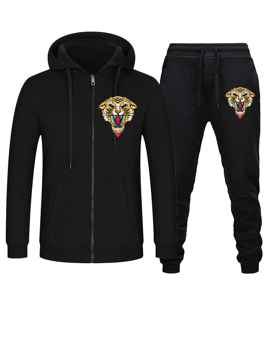 Chic and Style women's sport hoodie and jogger pants set with lion pattern