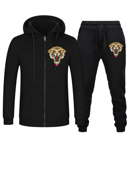 Chic and Style women's sport hoodie and jogger pants set with lion pattern