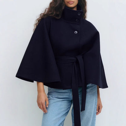 Dames élégant et confortable manteau en laine avec ceinture à la taille Chic und Stil