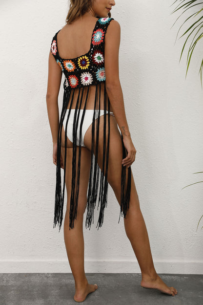 Dames crochet franges piscine Cover-Up gilet Chic und Stil