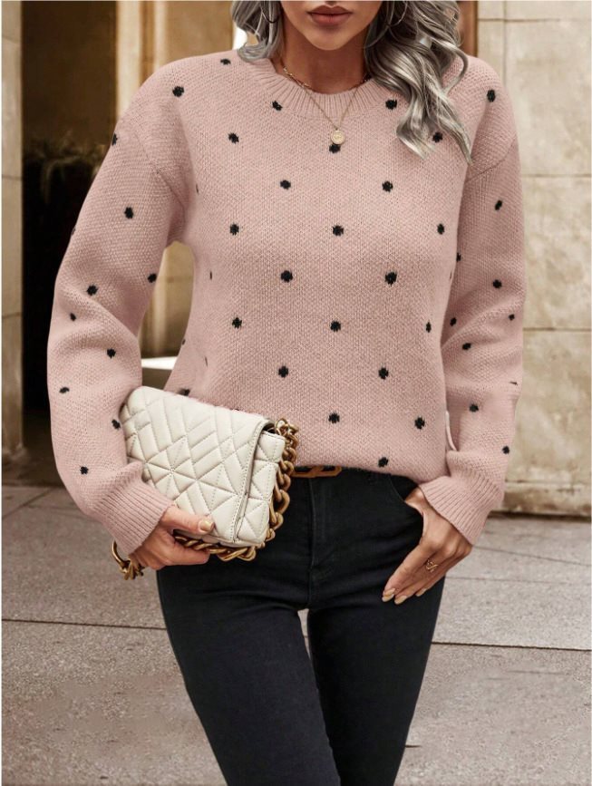 Pull en maille à motifs pour femmes avec col ras du cou et coupe décontractée Chic und Stil