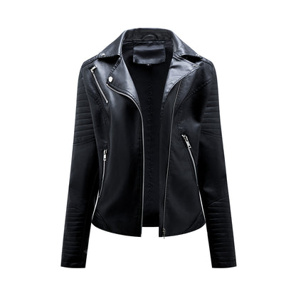 Biker jacket in faux leather for women with striking stitching details Chic and Style