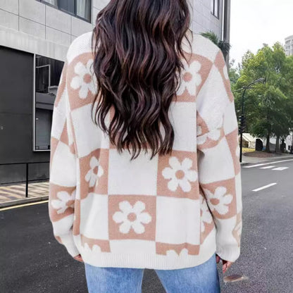 Pull en tricot oversized pour femmes avec motif floral et coupe décontractée Chic und Stil