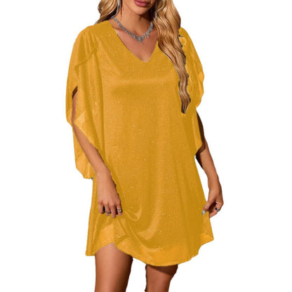 Femmes Robe Kaftan à décolleté en V scintillant Chic und Stil