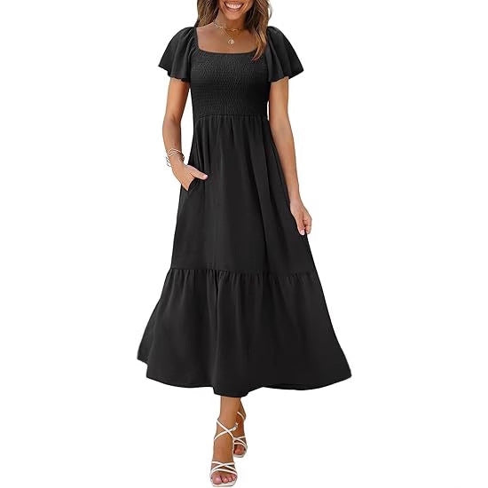 Robe maxi femme avec bretelles fines et volants volumineux Chic und Stil