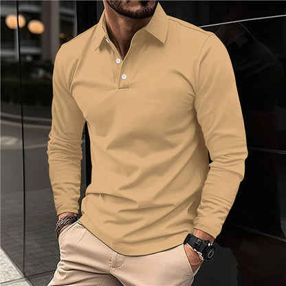 Men's Long Sleeve Polo with Modern Collar and High Quality Cotton Chic and Style