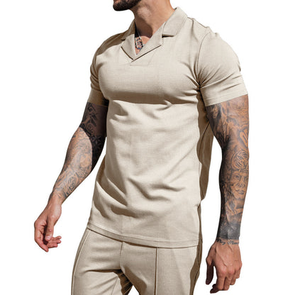 Chemise à manches courtes pour hommes avec col Henley classique et texture de surface structurée Chic und Stil