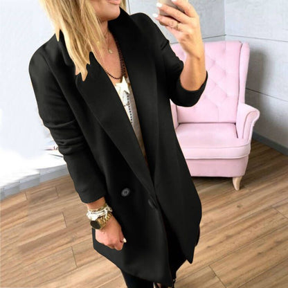 Coat for women, at the waist, oversized with an elegant lapel and practical pockets Chic and Style