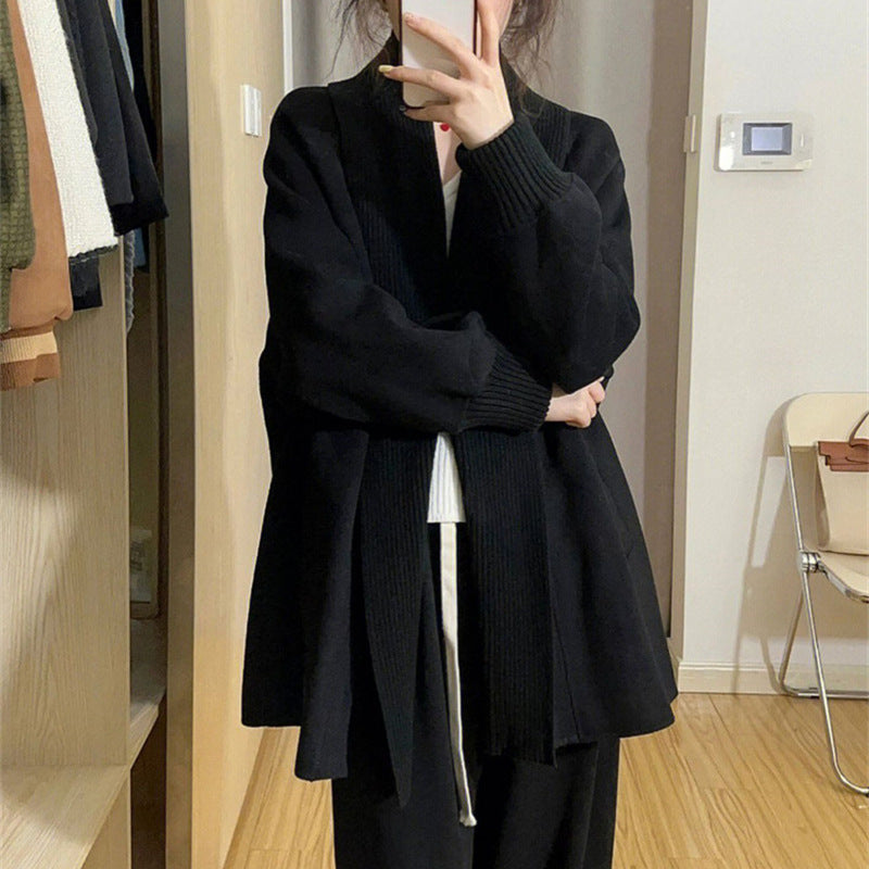 Dames Cardigan surdimensionné tendance avec col texturé Chic und Stil