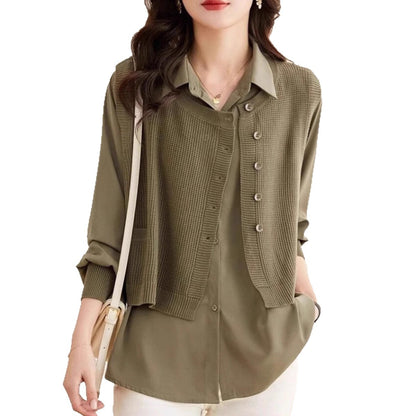 Femme pull en tricot avec chemise intégrée Chic und Stil