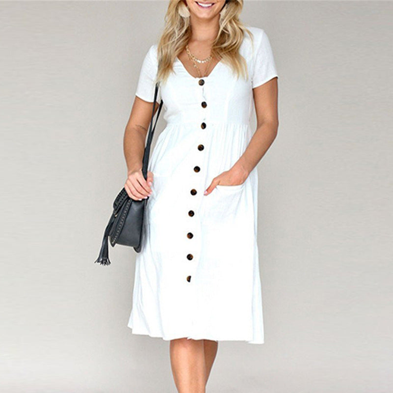 Robe A-ligne à boutons pour dames avec poches Chic und Stil
