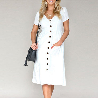 Robe A-ligne à boutons pour dames avec poches Chic und Stil