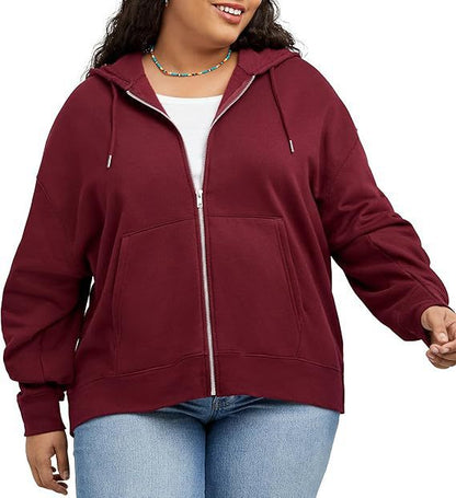 Dame veste à capuche décontractée avec zip intégral et poches pratiques Chic und Stil