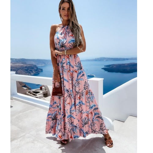 Robe maxi dos nu pour femmes avec jupe fluide Chic und Stil