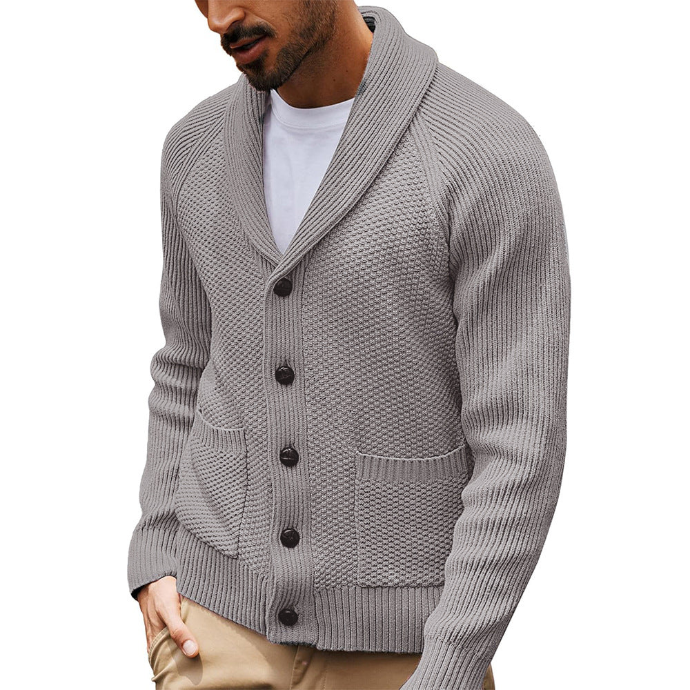 Men's knit jacket with textured design and practical shawl collar Chic and Style